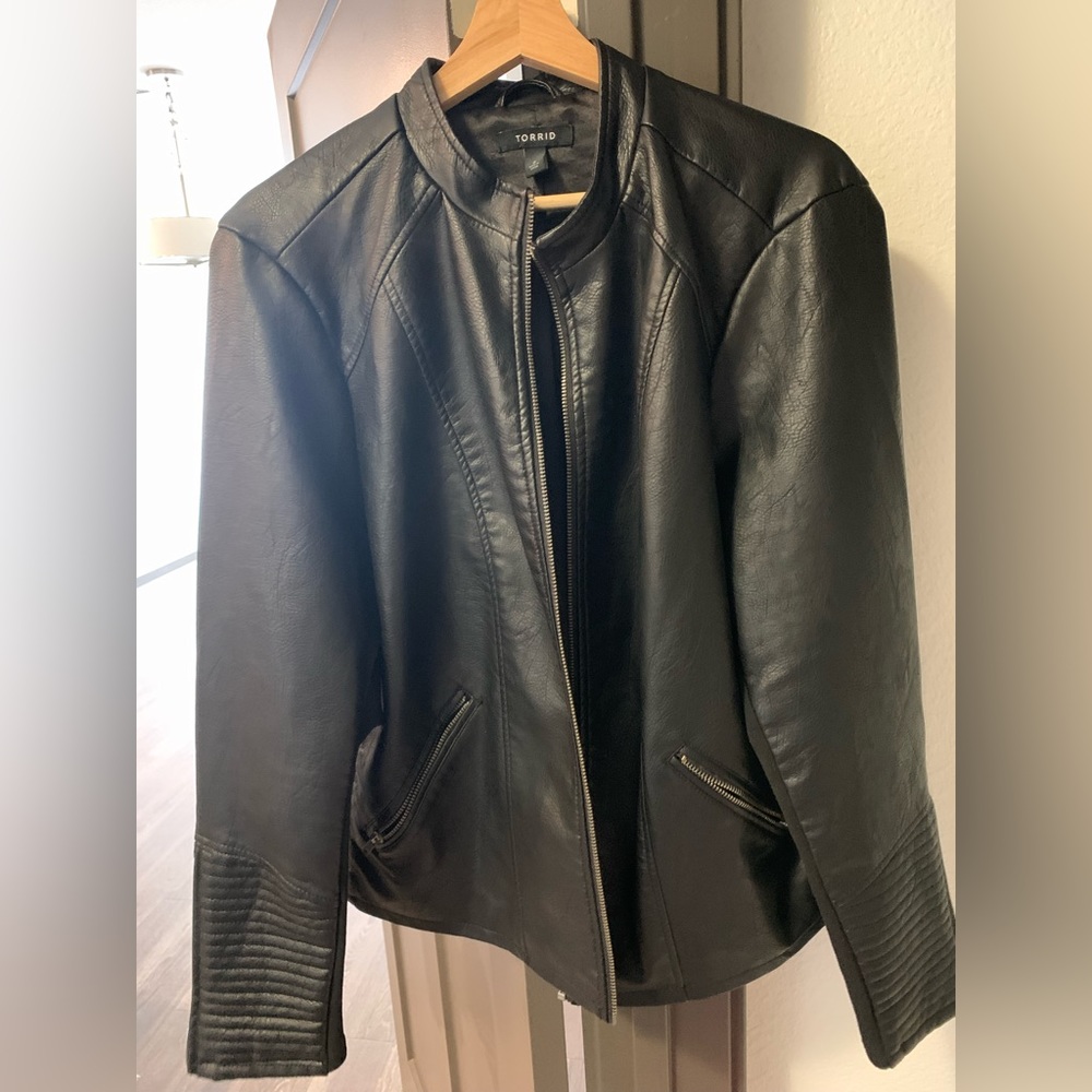 Black Torrid faux leather jacket size 2